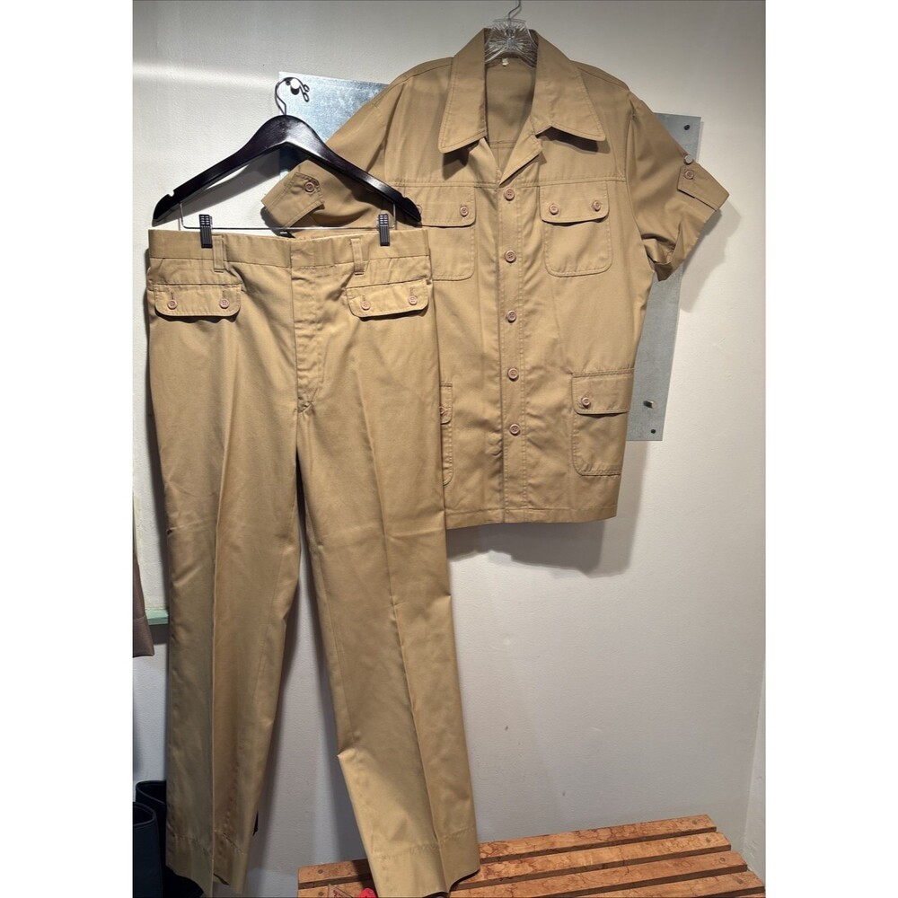 Brigade by Arrow Campaign/Safari/Bush Field Utility Shacket & Pants Tan Vintage - Picture 2 of 16
